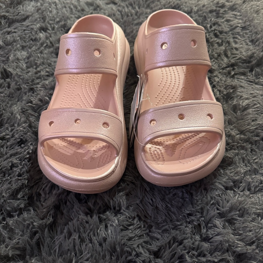 CROCS Blush Pink Wedge Sandals